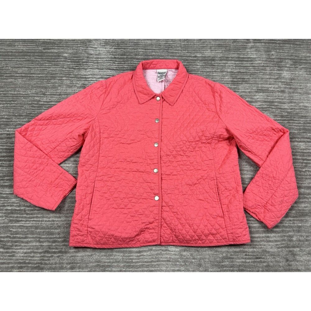 White Stag Jacket Womens Large Pink Snap Buttons Quilted Barbiecore Longsleeve